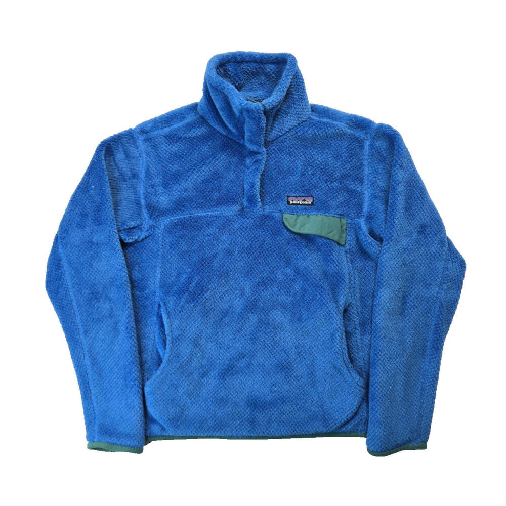 Patagonia Retool Blue Green Fleece Snap T Pullover Jacket Womens Small S